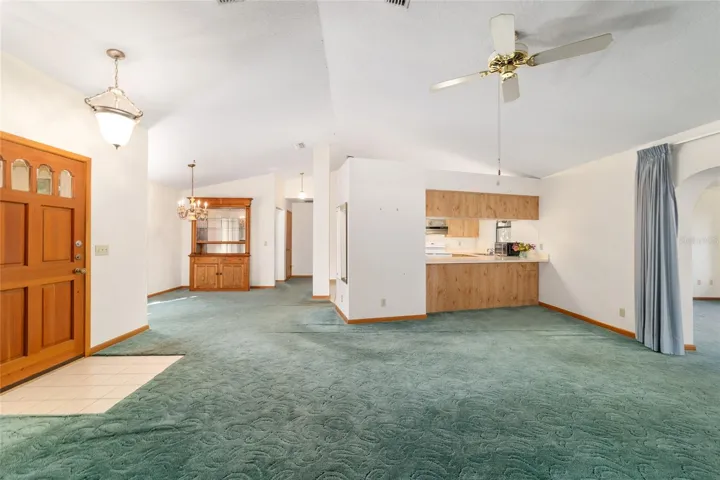 Living Room, Dining Room and Kitchen