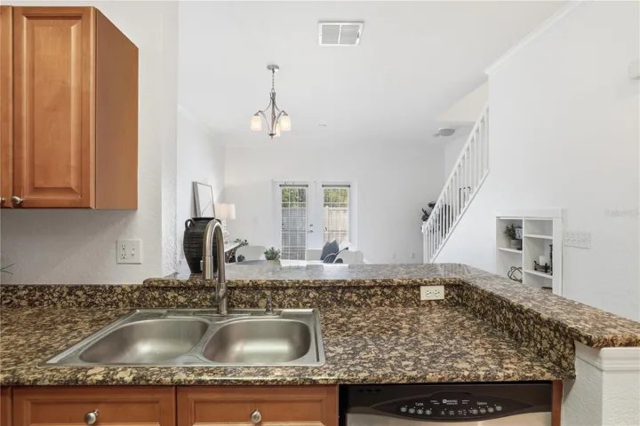 Kitchen is open to the family room