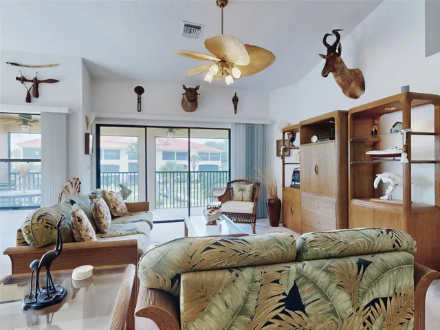 Living room with patio access