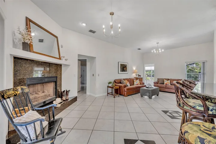 Space to gather around the gas fireplace