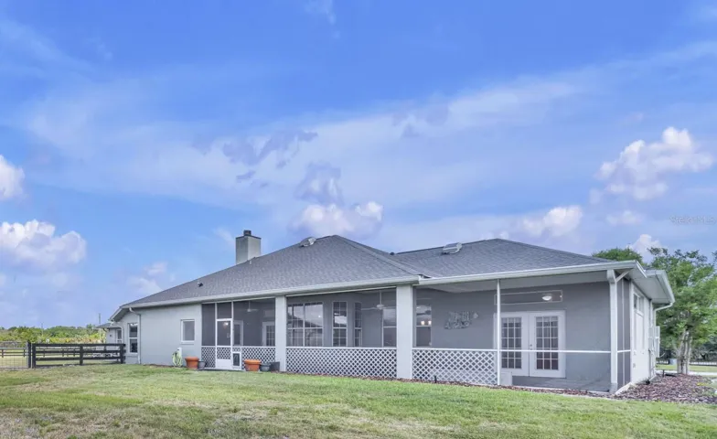 Rear view of main residence