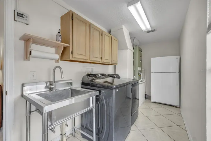 Functional laundry room with 2nd refrigerator & walk-in pantry/storage closet