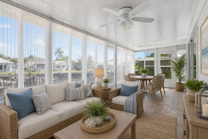 Virtually staged sunroom.