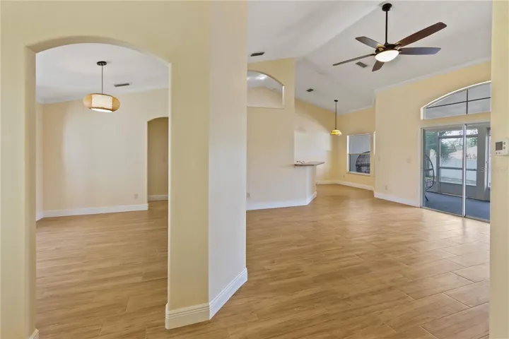 View of dining and living from front door