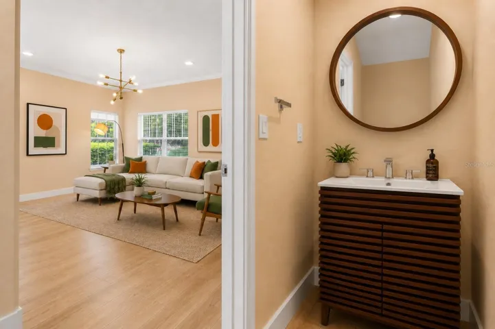 Convenient guest bathroom with easy access from main living areas.