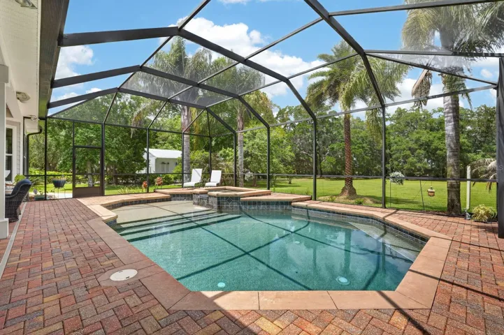 Saltwater pool in screen enclosure