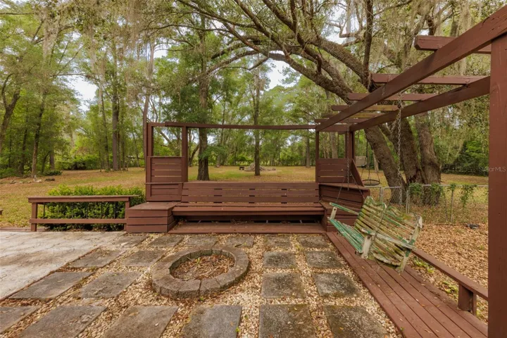 Backyard with swing