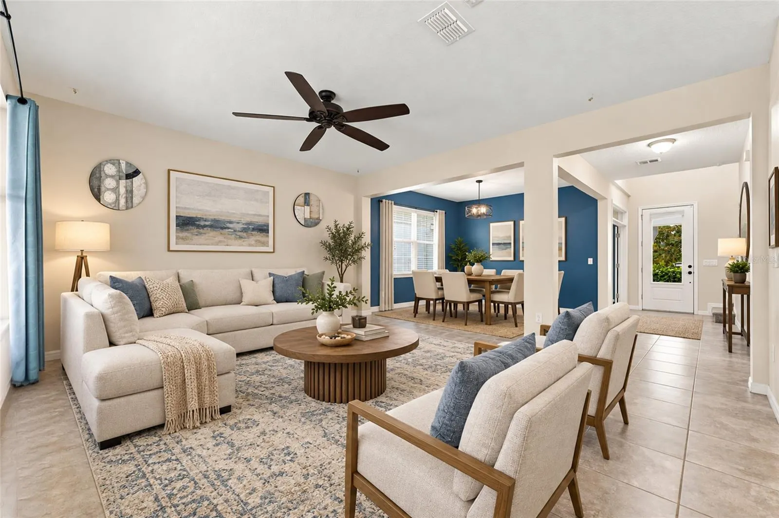 Elegant formal living and dining area.
