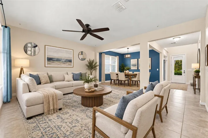 Elegant formal living and dining area.