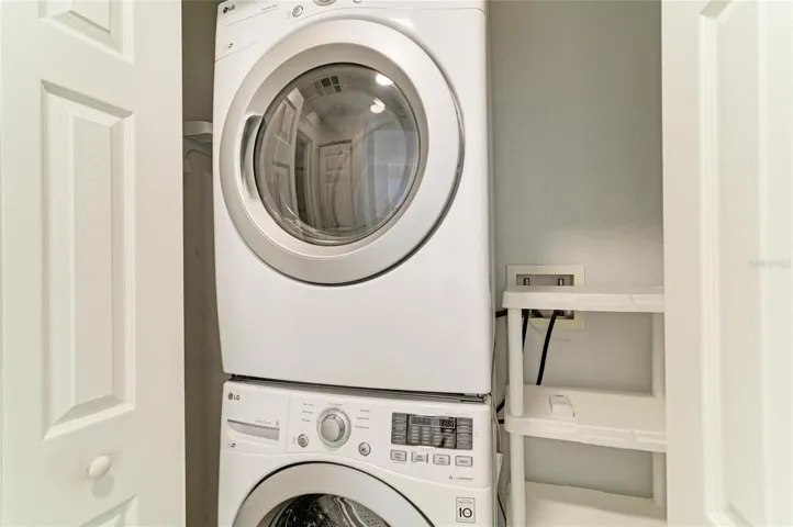 Stackable Laundry Closet Off Kitchen