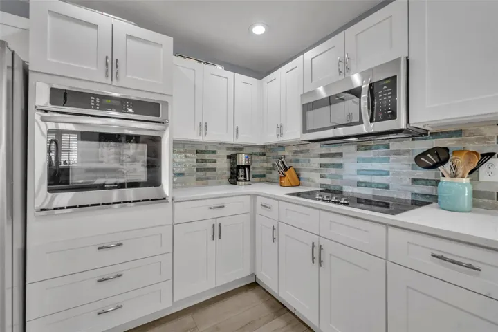 Convenient wall oven and ample storage and counter space