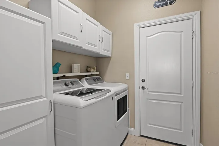 Laundry room with storage cabinets