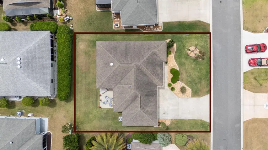 Aerial view with subject property highlighted