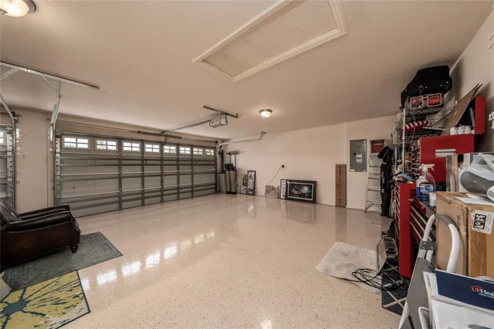 Spacious garage with epoxy-coated floor