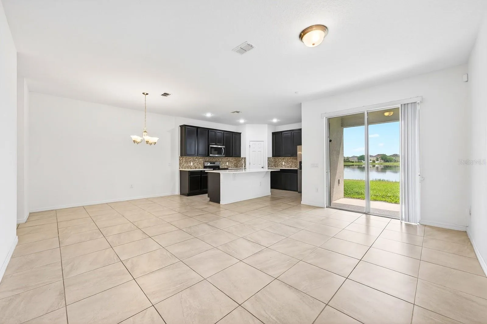 Open living and dining.