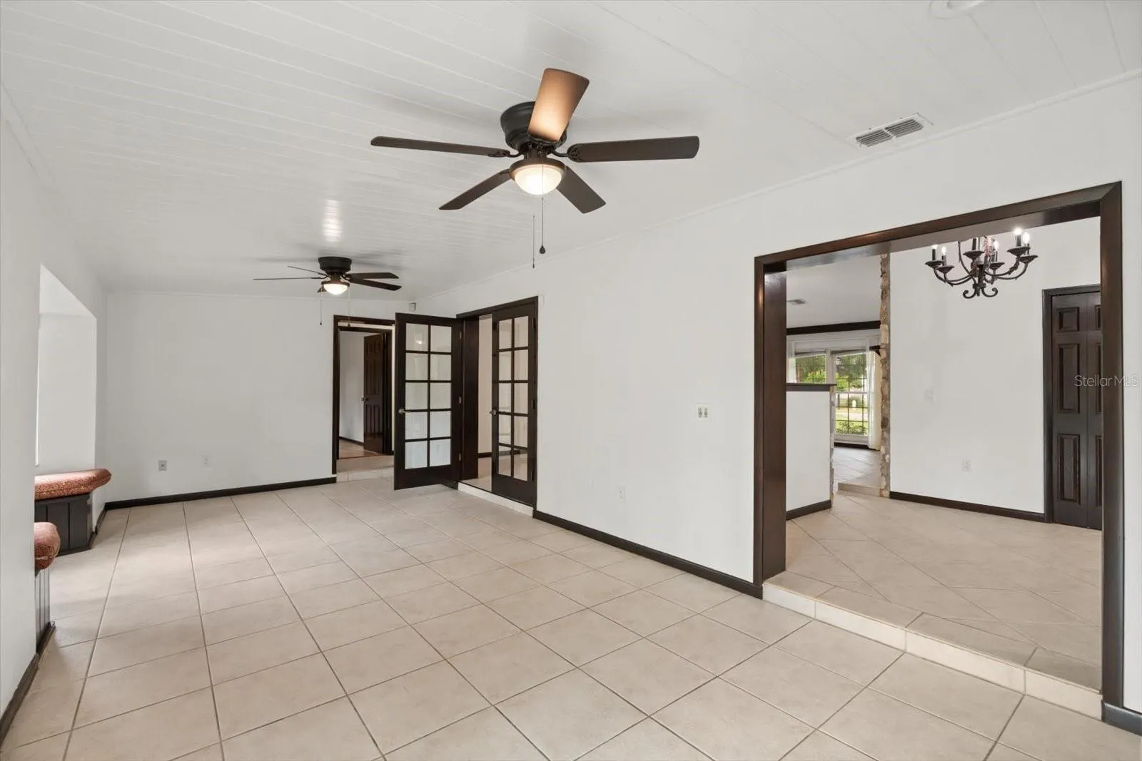 Spacious family room opens up to backyard