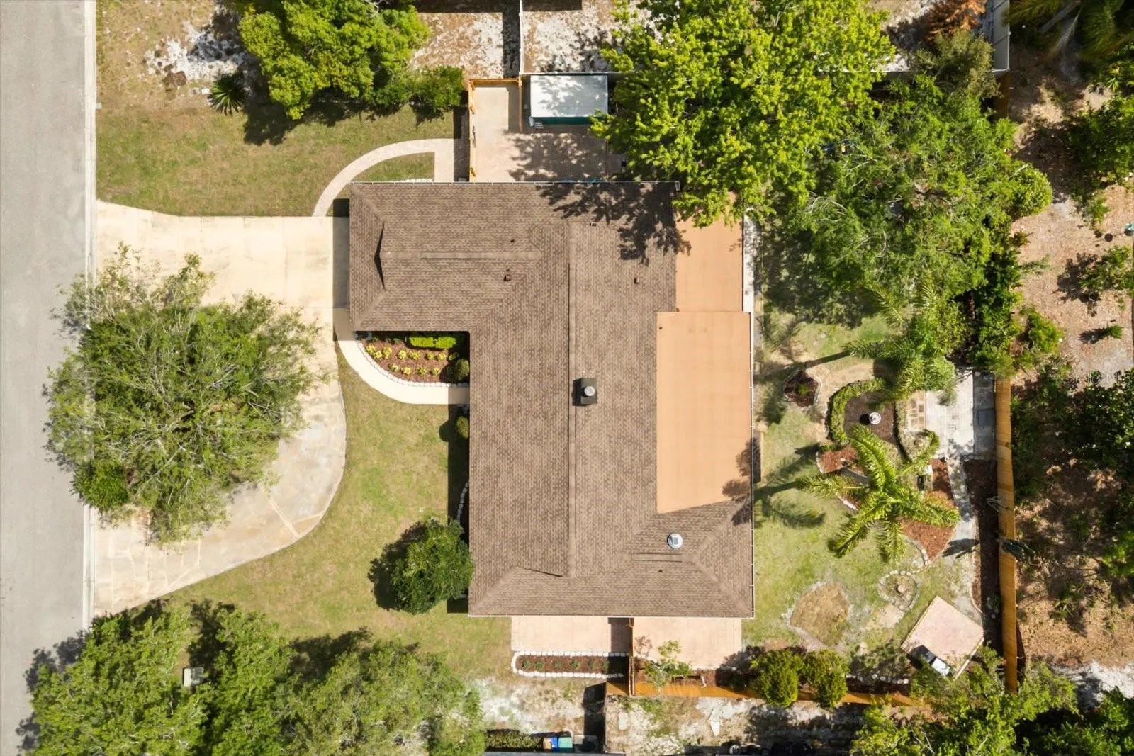 Top down view shows new roof installed in 2025