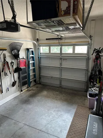 overhead storage in Garage, door opener