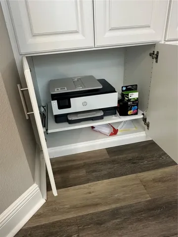 Console cabinet with pull out for home printer