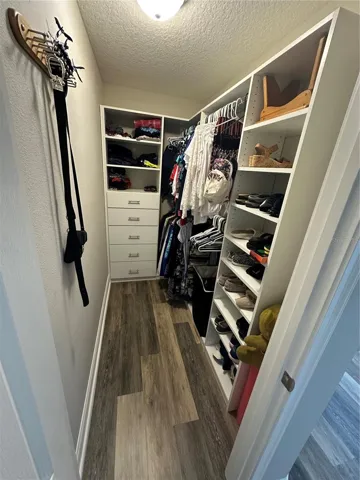 Primary walk-in closet with custom storage system