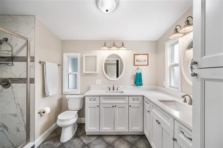 Primary bathroom with dual sinks