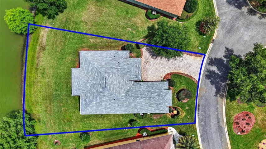 Aerial with Property Lines and ROOM FOR A POOL!