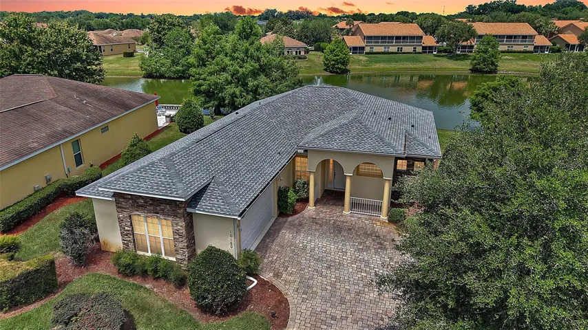 Twilight Front Elevation with Water Views