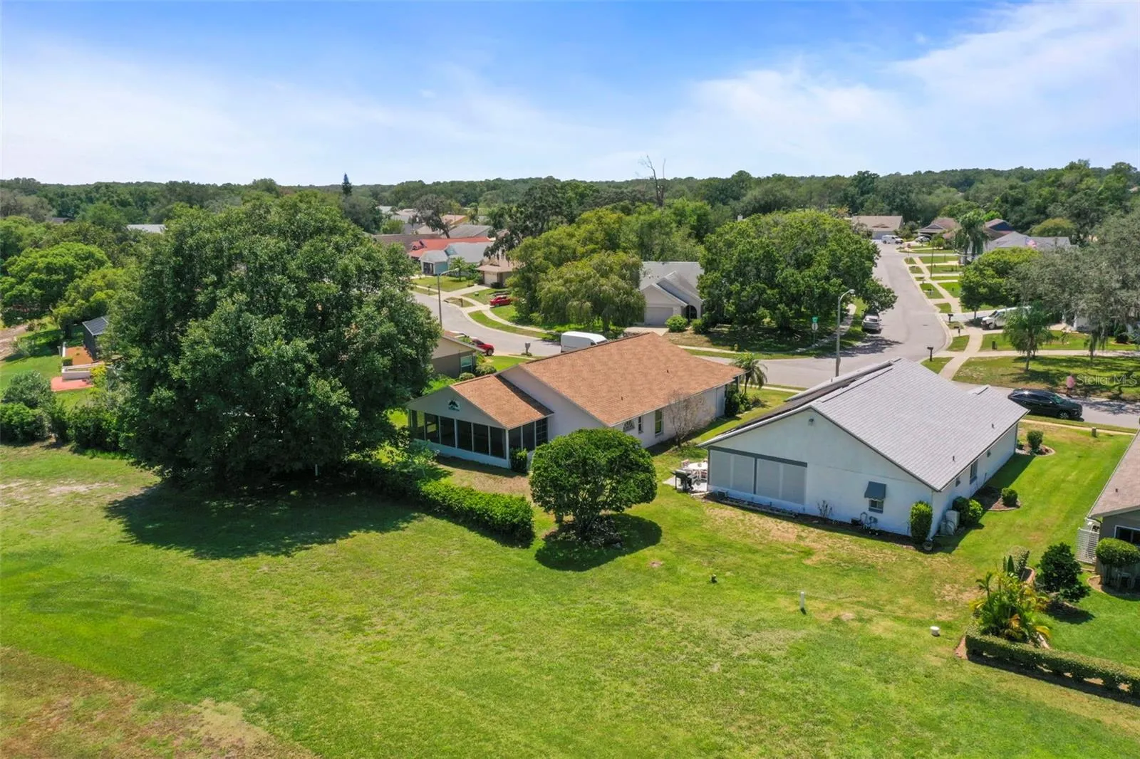 Drone views of the back of the house