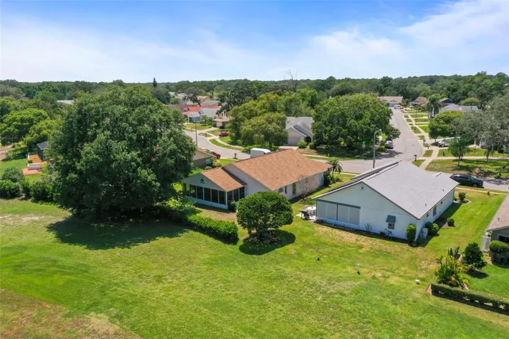 Drone views of the back of the house