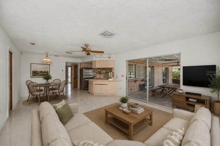 Virtually staged Family room and Dinette