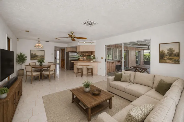 Virtually staged Family room and Dinette