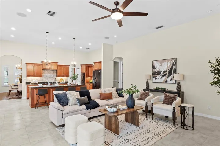 Open floor plan - family room - kitchen