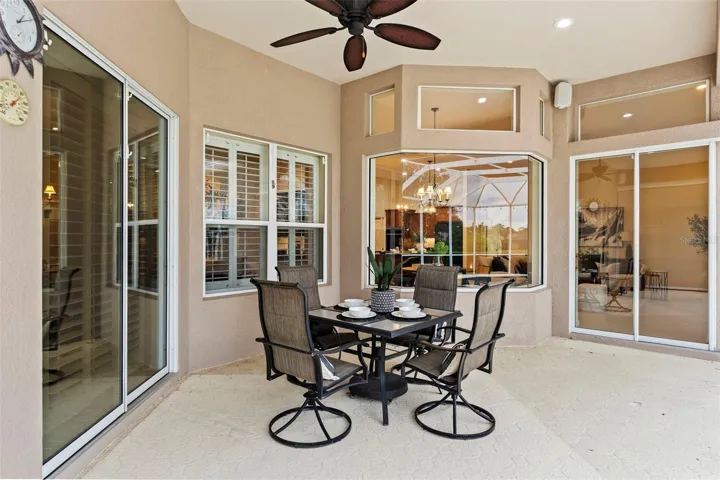Covered area on back lanai with remote control shades