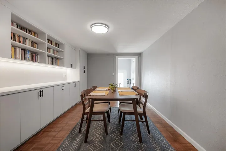 Dining room with gorgeous parquet floors