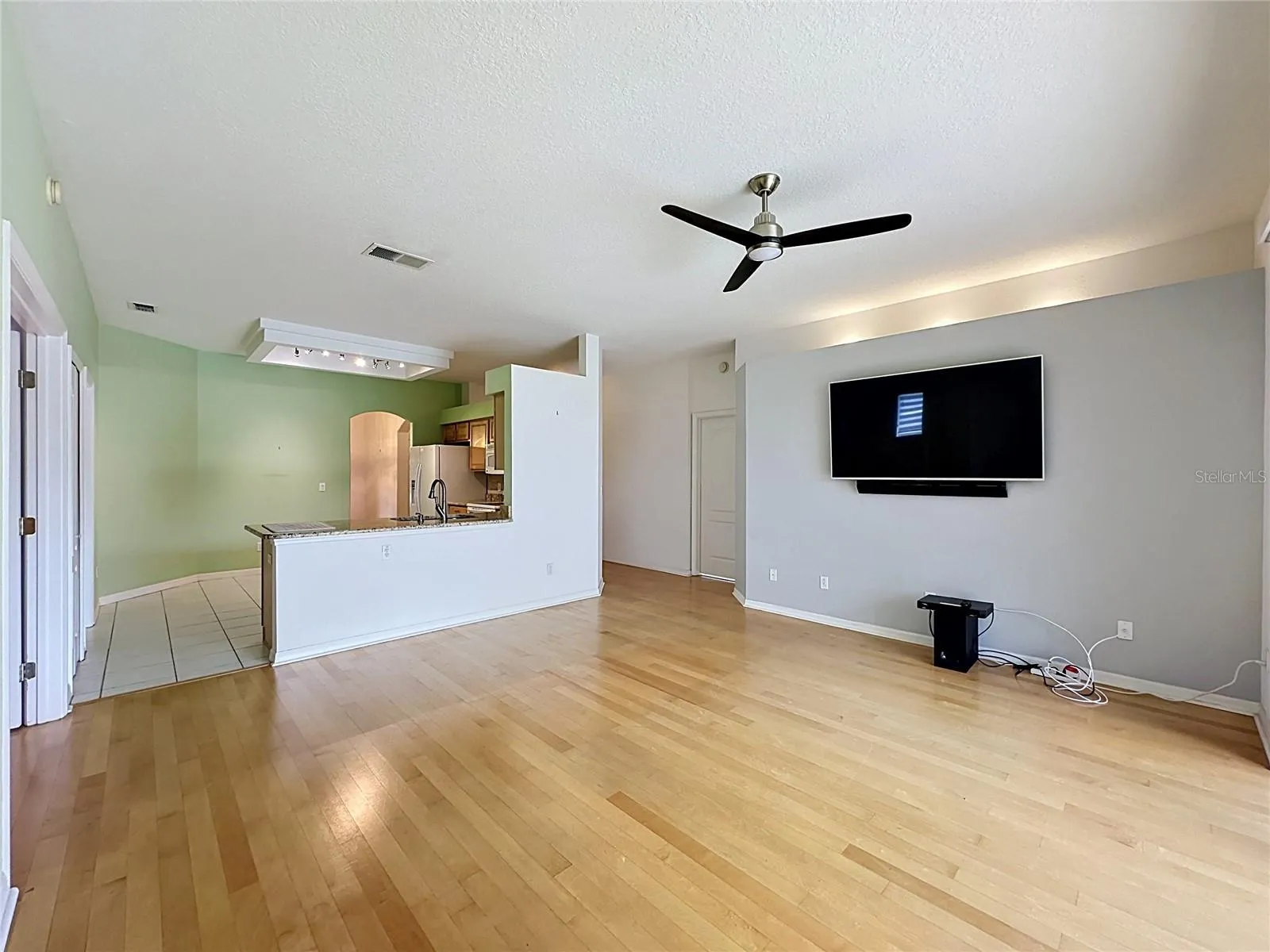 Family Room with mounted TV