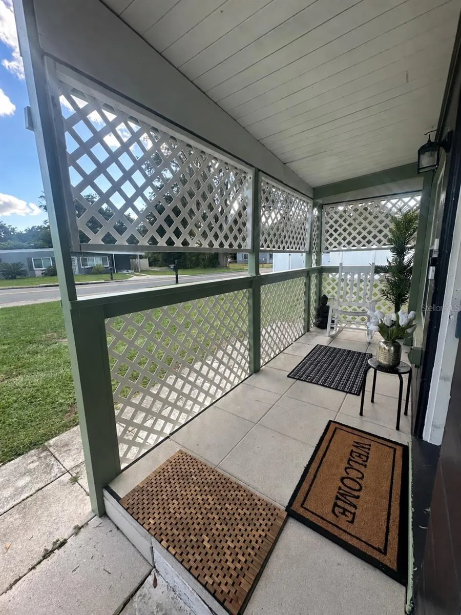 Newly painted trim on lattice