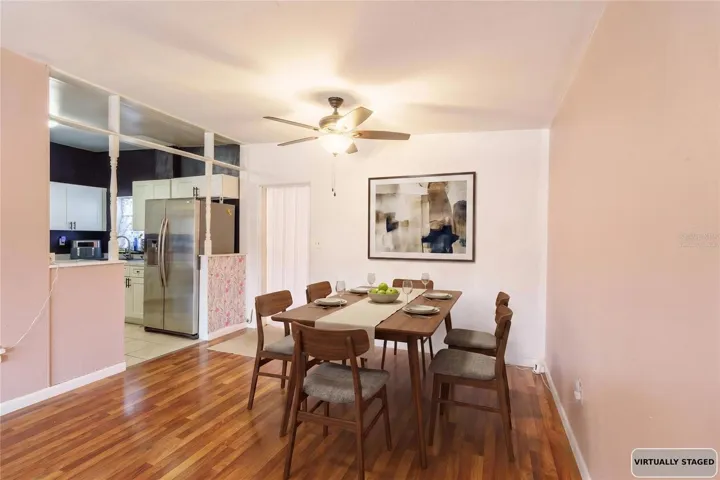 Virtually staged dining area
