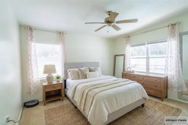 Virtually staged primary bedroom