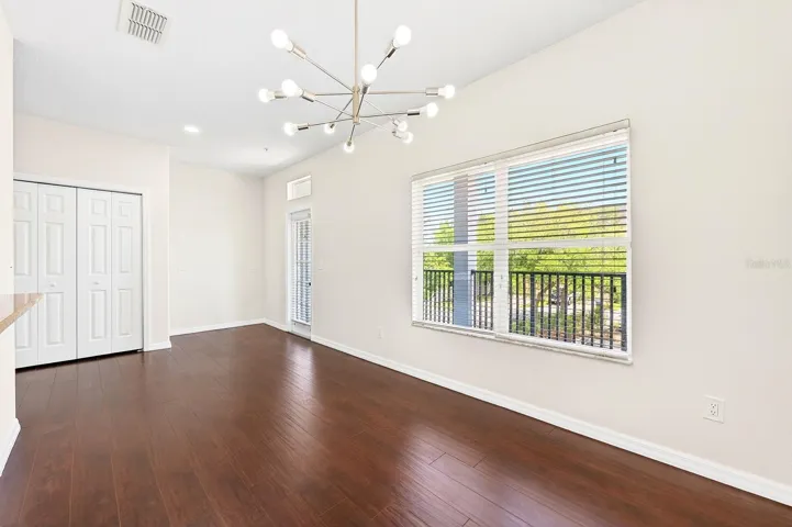 A bright and efficient Dining area provides a comfortable setting for relaxed dining and conversation.