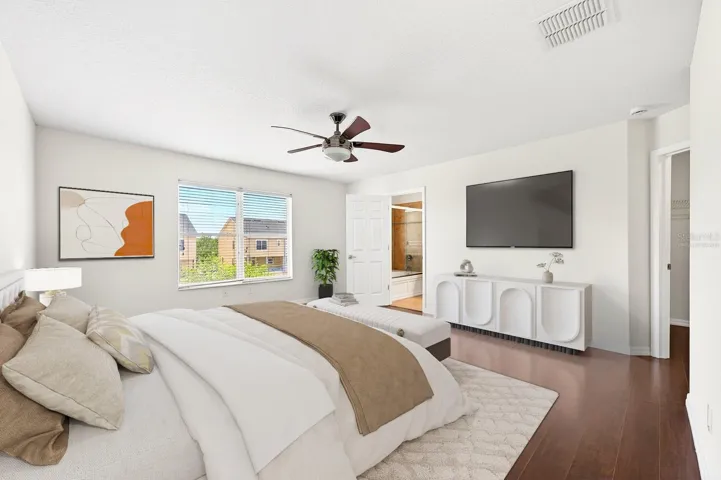 The SPACIOUS Primary Suite is complete with a large walk-in closet and an EN SUITE BATH. Virtually Staged