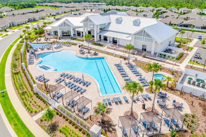 Aerial view of the resort-style amenities.