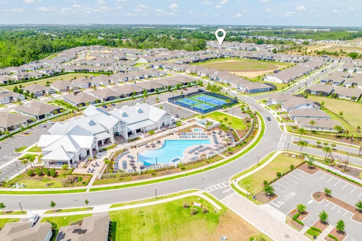 Aerial view of the home and Community amenities.