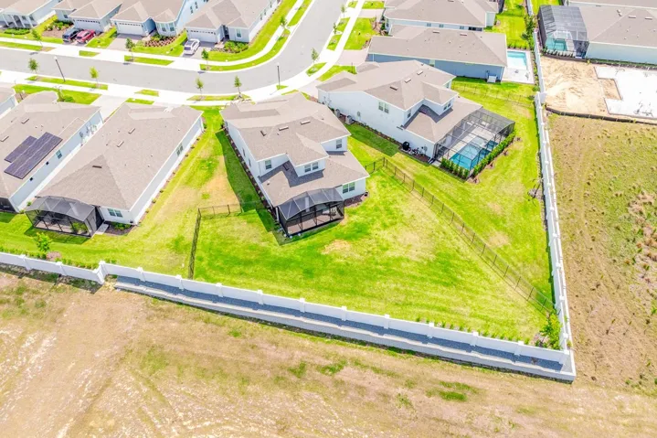 Aerial view of the back of the home.