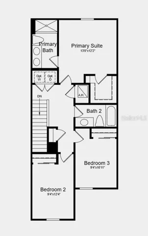 Second Floor Plan -  Additional Highlights Include: GE refrigerator, washer and dryer, extended tile flooring on the main level, and window blinds throughout the whole house