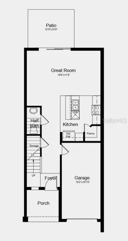 First Floor Plan -  Additional Highlights Include: GE refrigerator, washer and dryer, extended tile flooring on the main level, and window blinds throughout the whole house