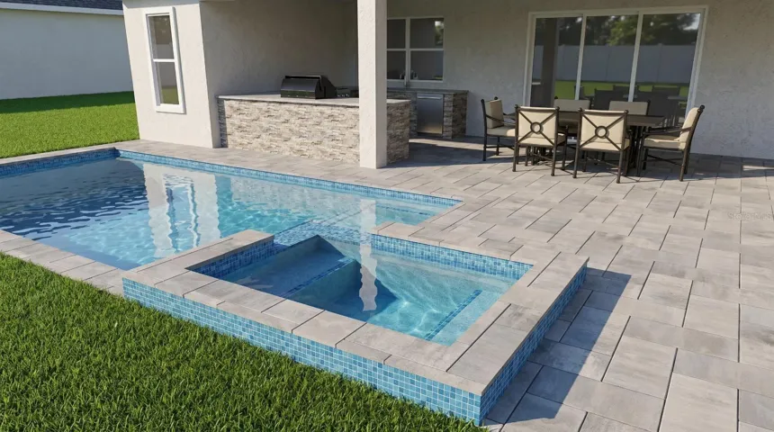 Pool shown is a virtual rendering. The seller is in the permitting stage for construction, and it is still early enough for the buyer to select finishes and colors. If the buyer prefers not to have a pool, the seller is willing to offer a credit equal to the pool cost.