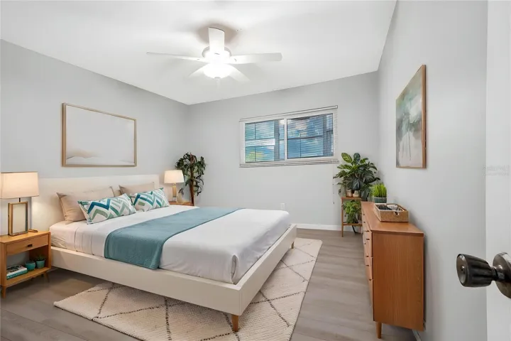Virtually Staged Bedroom show the large wondows