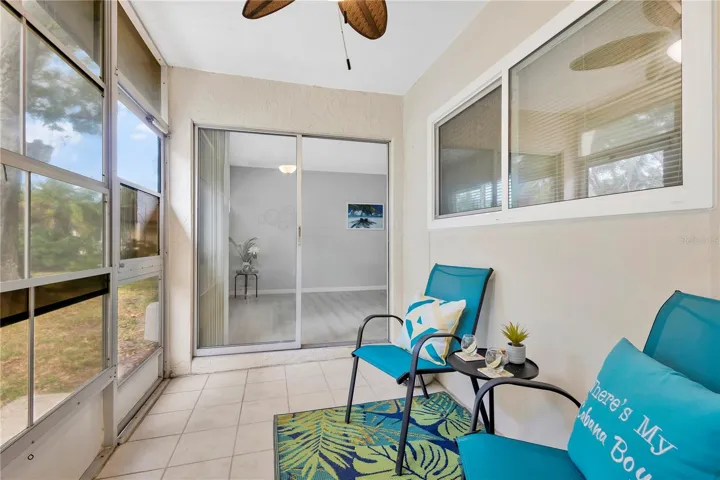 Sliding doors leading into the unit