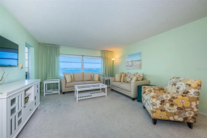 Living room with open water views