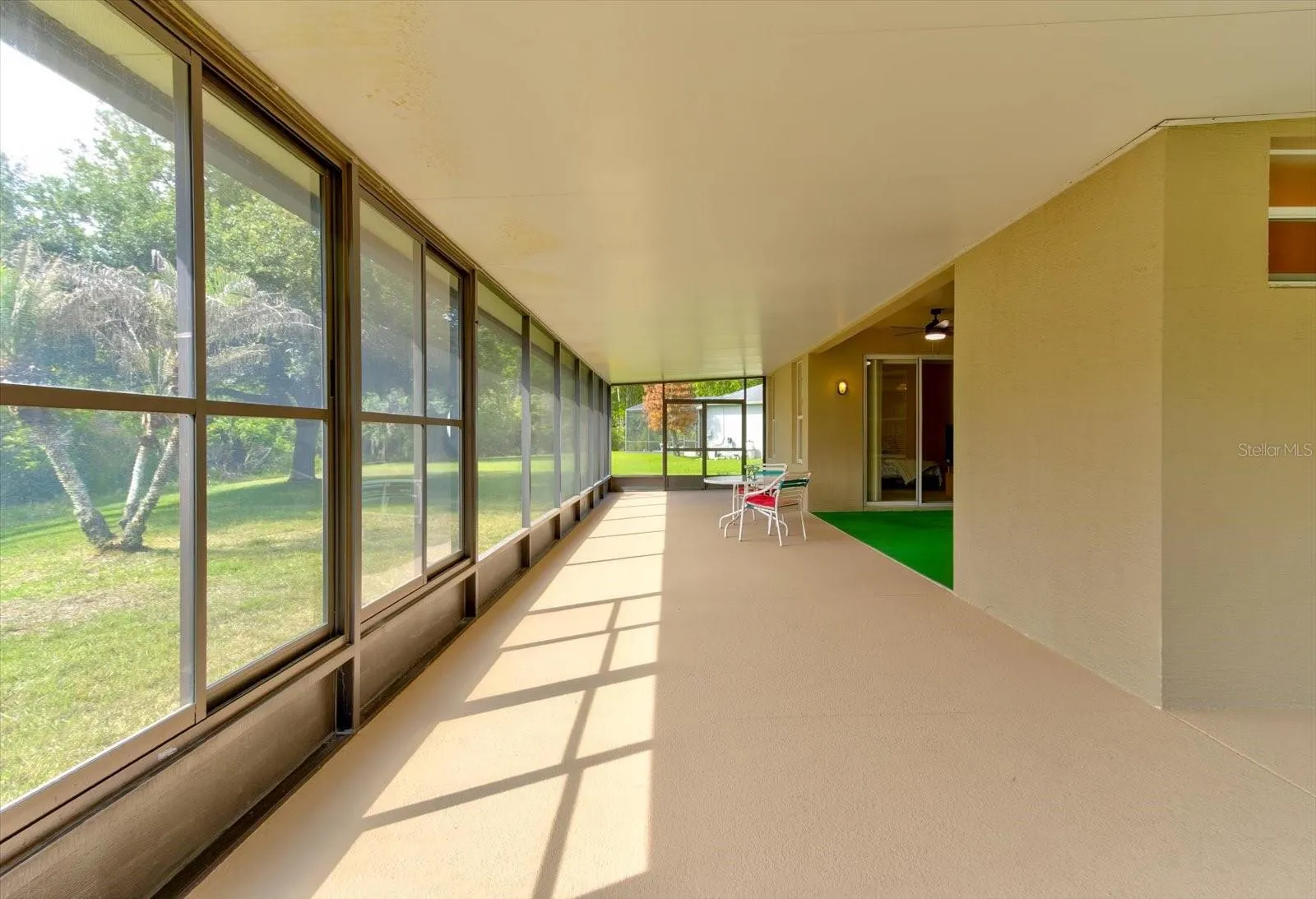 Sliding glass windows on patio